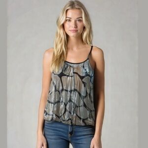 Silver&black metallic lamé block print tank top size medium